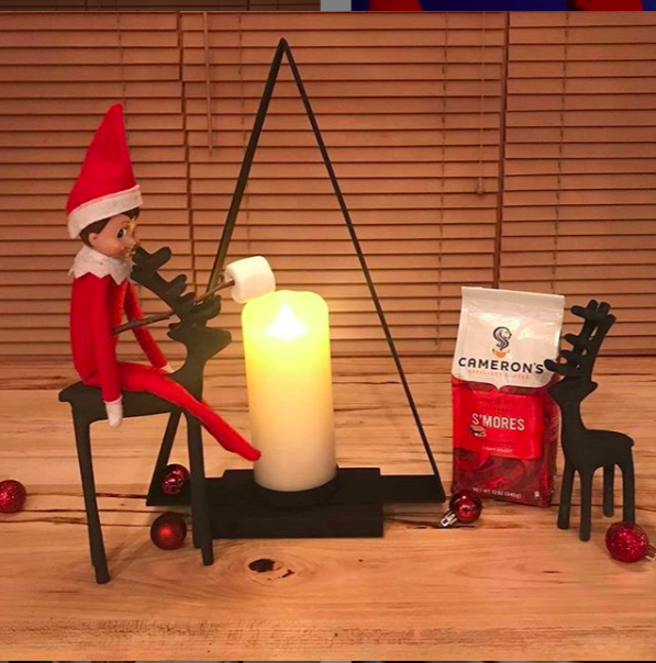 elf on the shelf, elf on the shelf ideas, elf on the shelf funny ideas, keurig, elf on the shelf expert level, baby shark, kinderegg, febreeze, smores