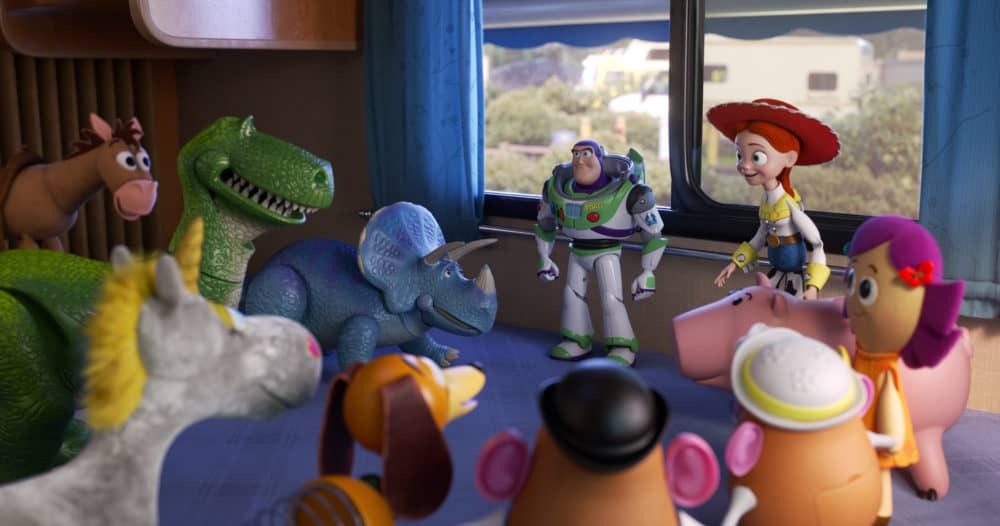 Duke Caboom, Woody, Buzz, Bo Peep, GabyGaby, Toy Story 4, Meaning of Life, Love, Forky